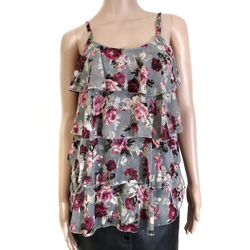Poetry | Ruffle Tiered Layer Floral Tank Top Y2K Fairy Goth